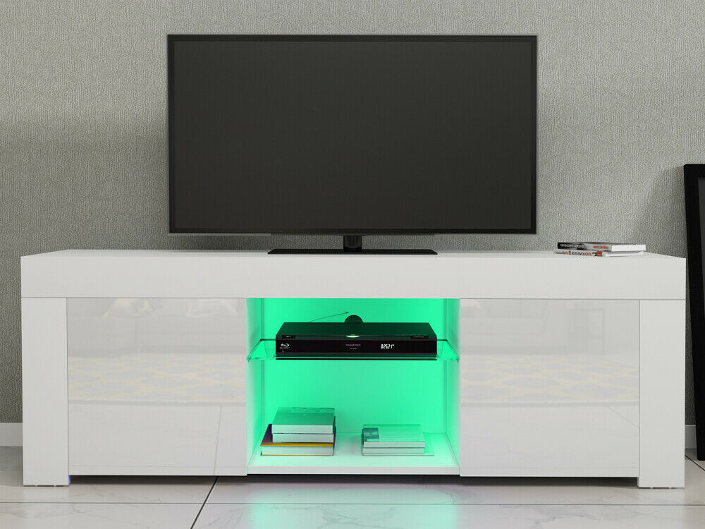 Modern TV Unit Cabinet Stand Sideboard Matt body & High Gloss Doors FREE LED