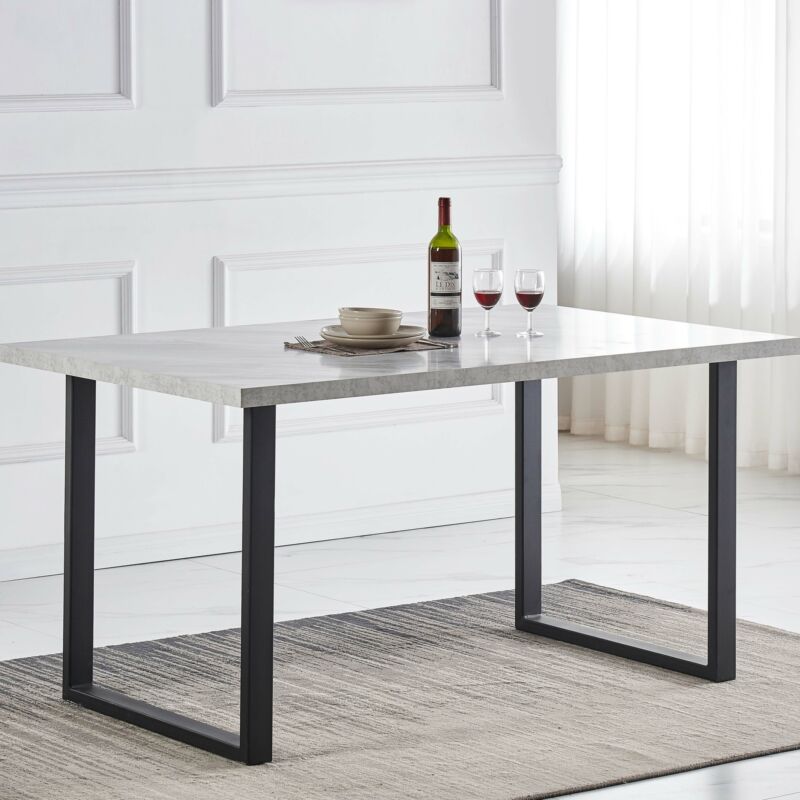 Wood Dining Table Set no w/6 Faux Leather Chairs Seat Kitchen Home Furniture