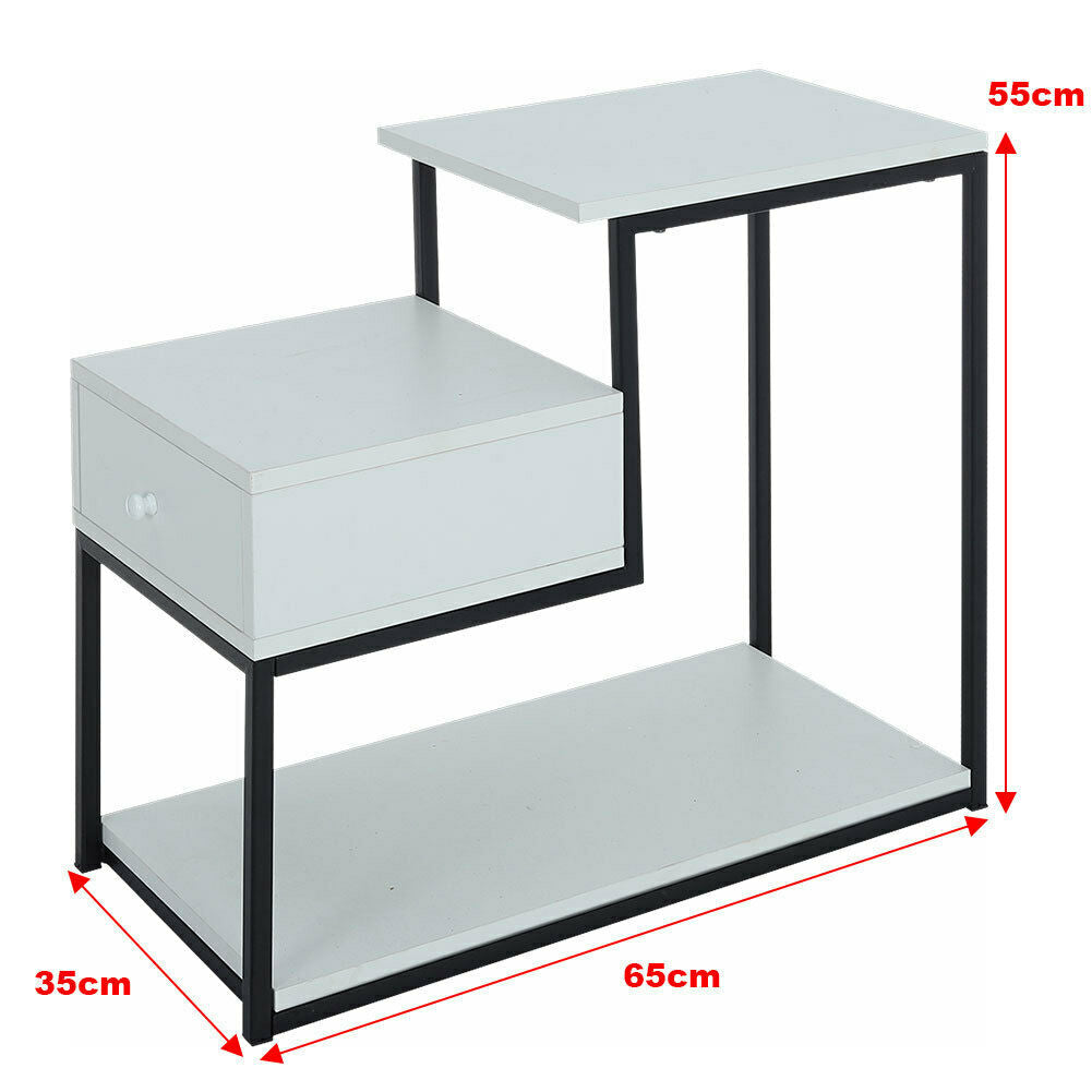 2 Tier Antique End Table Sofa Side Coffee Snack Drawer Storage Side Narrow Table