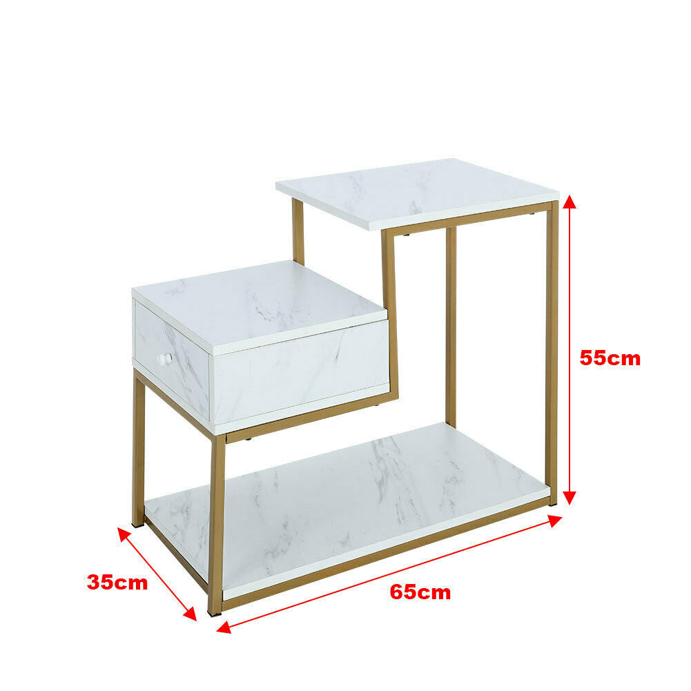 2 Tier Antique End Table Sofa Side Coffee Snack Drawer Storage Side Narrow Table