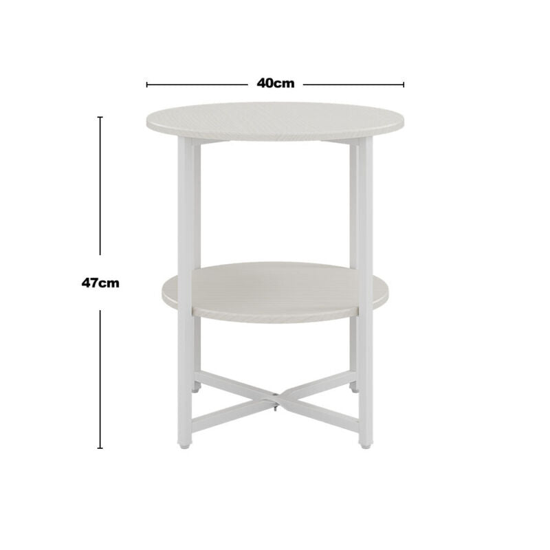 Round Bedside Table Cabinet Side End Coffee Tea Table Nightstand Storage Shelf
