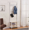 Clothes Heavy Duty Hanging Rail Clothing Coat Stand with Shoe Rack Shelf 2-Color