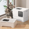 Foldable Double Door Cat Litter Box Pet Toilet Tray w/ Lid Drawer For Cat&Rabbit
