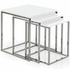 Nest Of 3 Tables Chrome Legs High Gloss Square Top New By Home Discount