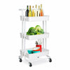 3 Tier Slim Salon Kitchen Storage Trolley Cart Metal Rack Tray Rolling On Wheel
