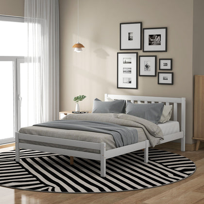 Solid Wooden Bed Frame White Grey 3ft Single 4ft6 Double Size Bed With Mattress
