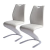 Set of 2 PU Leather Armless Chairs for Dining Kitchen Room High Back Steel Leg