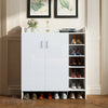 High Gloss 2 Doors Front Shoe Cabinet Storage Footwear Organizer Stand Rack Unit