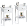 Bedside Table Pair Bedroom Cabinet Nightstand With Drawer & Shelf Christow