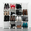 Interlocking 16 Compartment Shoe Organiser Storage Cube Rack Black White Design