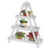 3-Tier Triangular Wooden Plant Ladder Stand Rustic Garden Flower Display Shelf