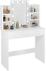 WOLTU Dressing Table Vanity Makeup Table LED Mirror 2 Large Drawers White