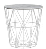 Wire Side Table Retro Metal Basket Marble Top Storage Table Home Furniture