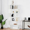 6-tier Bookcase Industrial S-Shaped Bookshelf Wooden Storage Display Shelf Home