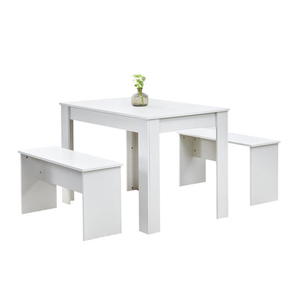 Dining Table with Bench, Kitchen Table Set, Dining Table and 2 Benches Set