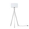 MiniSun Floor Lamp - Modern Chrome Tripod Light Fabric Drum Lampshade LED Bulb