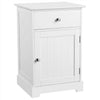 Bedside Table w/ Drawer & Door, Bedside Cabinet Nightstand,End Table White/Black