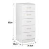 5 Drawers Chest of Drawers Narrow Tall Cabinet Bedroom Hallway Storage Furniture