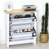12-Shoe Storage Cabinet 4 Shelves 2 Drawers Tabletop 4 Legs Modern Unit