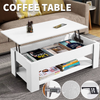 Modern Sliding Top Coffee Table with Bottom Shelf and Hidden Storage Tea Table