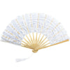 White LACE FAN Folding Hand Held Dance Party Wedding Event Flower Fancy Dress UK