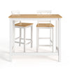3 Piece Pine Wood High Dining Table Set & 2 Stools Chairs Seat Kitchen Furniture
