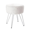 White Pink Shaggy Vanity Stool Dressing Table Chair Plush Makeup Ottoman Pouffe