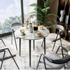Modern White Grey Marble Kitchen Dining Table Bistro Cafe Table w/ Pedestal Base