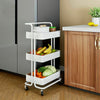 Portable Kitchen Trolley Cart Slim Rolling 3/4 Tier Storage Rack Trolley +Wheels