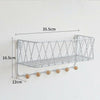 Wall Mounted Shelf Hooks Basket Wire Rack Storage Unit With Key Hanging Hangers