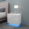 High Gloss Bedside Table Cabinets Cupboard w/ RGB Light Chest of Drawers Bedroom