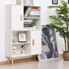 Open Bookcase Shelves Unit Storage Cabinet Wooden Display w/ Two Doors