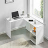 L-Shaped Home Office Desk Corner Computer Desk Black/White for Home Study Work