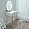 White Dressing Table Stool Set Makeup Vanity Unit LED Lighted Mirror w/Drawers
