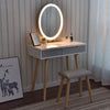 White Dressing Table Stool Set Makeup Vanity Unit LED Lighted Mirror w/Drawers