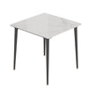 Industrial Square Marble Dining Table Kitchen Eating Table & Black Legs 4 Seater