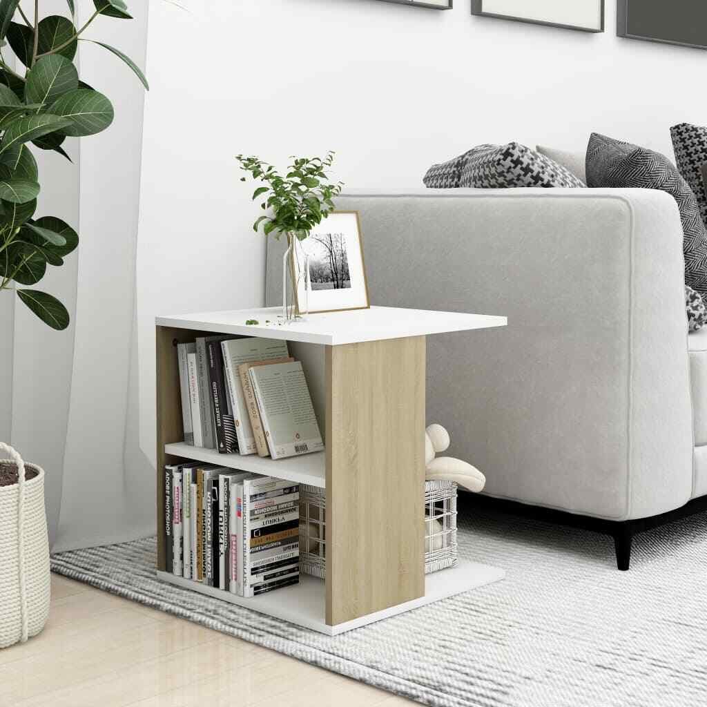 Side Table Coffee Chipboard Living Room Easy Assemble Square Clean Compartments