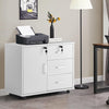 Rolling Wood Office Storage Cabinet Drawers Wheels File Cabinet Lockable Rolling