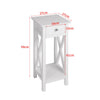 Side Table 2-Tier End Table w/ Drawer Open Shelf Wooden Nightstand Stable Narrow