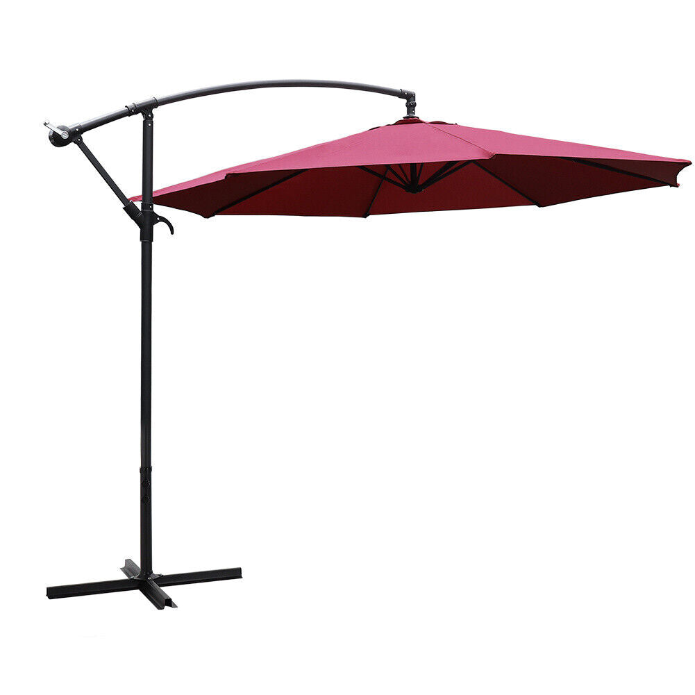 3M Banana Cantilever Umbrella Garden Parasol Sun Shade Patio Hanging Tilt Crank