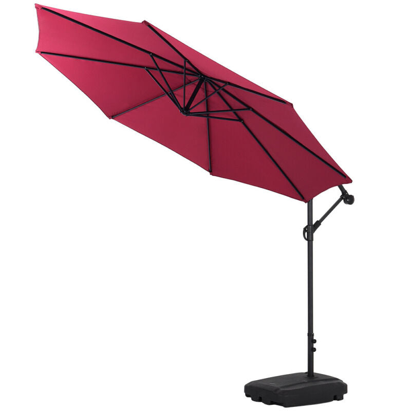 Sun Parasol Garden Sun Shade Umbrella Patio Outdoor Banana Parasol with Base Kit