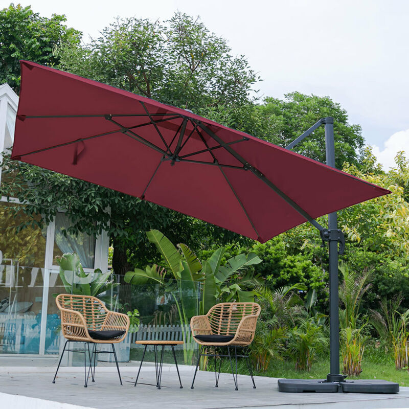 XL 3x3m Square Banana Parasol Outdoor Garden Patio Cantilever Hanging Umbrella