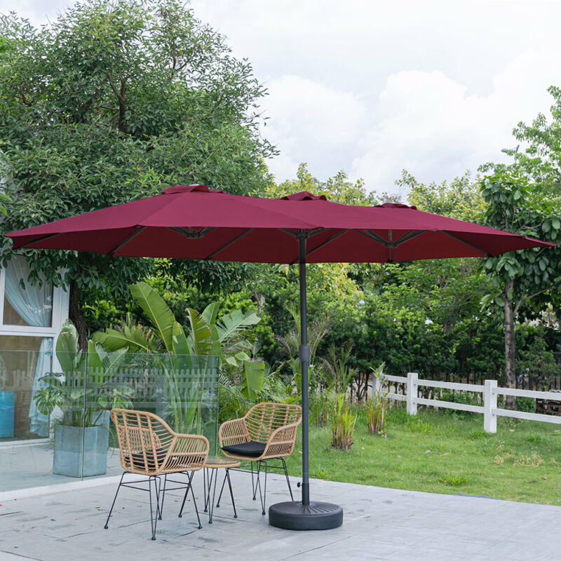 4.6M Cantilever Parasol Garden Banana Sun Umbrella Manual Rocker Shade Canopy UK