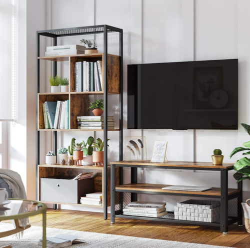 Large Industrial Bookcase Vintage Cube Unit Tall Display Rustic Metal Cabinet