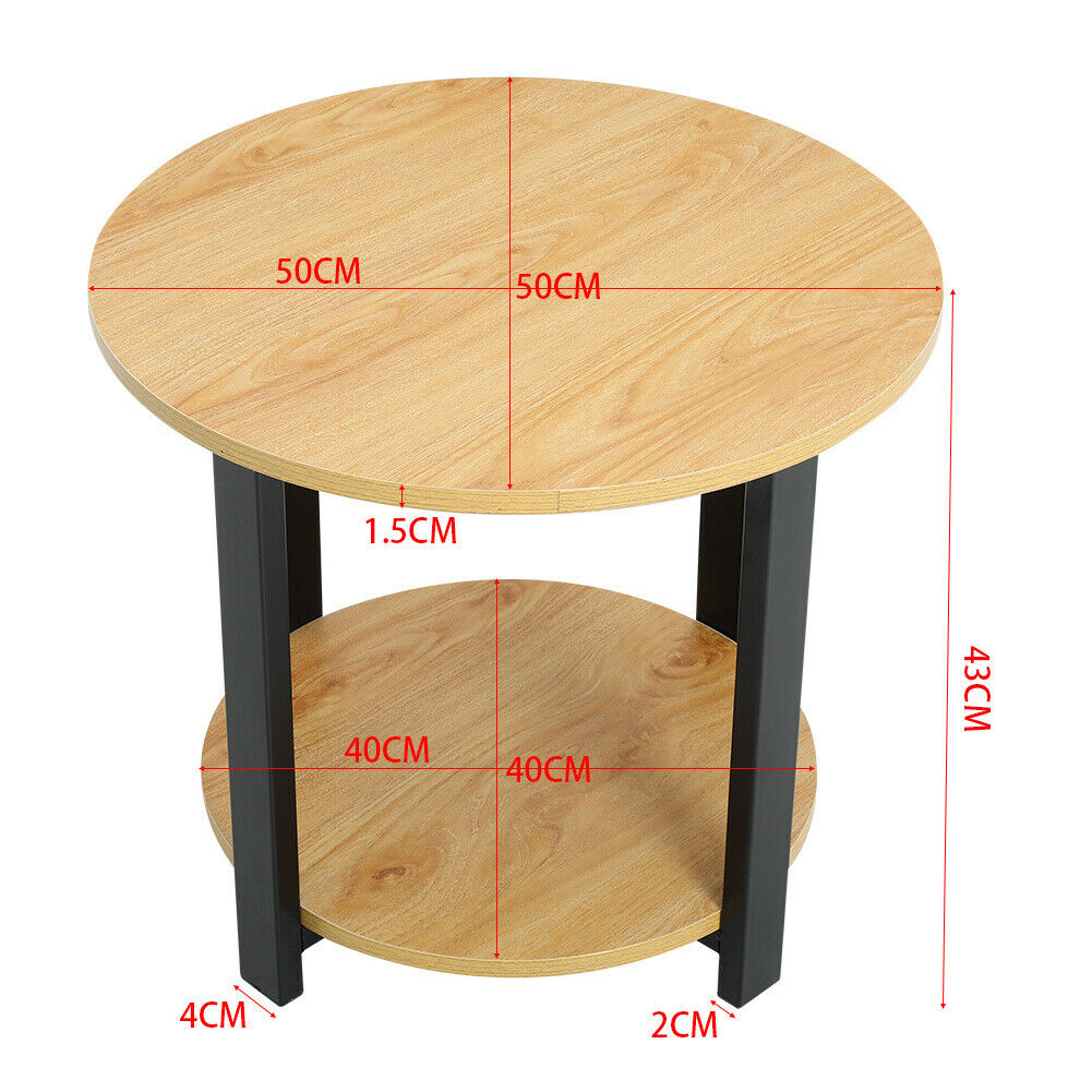 2 Tiers Coffee Table Sofa Side End Modern Tea Desk Storage Shelf for Living Room