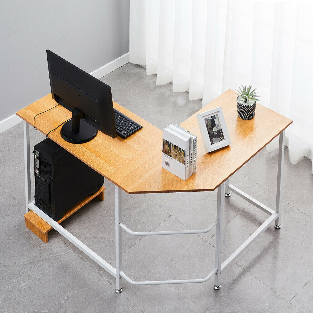 Black Computer Desk L Shape Home Office Desks Large PC Workstation Corner Table