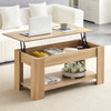 Wooden Coffee Table With Lift Up Top Storage Area and Magazine Shelf