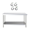 Stainless Steel Commercial Catering Table Work Bench Kitchen OverShelf ON Wheels