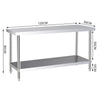 Stainless Steel Commercial Catering Table Work Bench Kitchen OverShelf ON Wheels