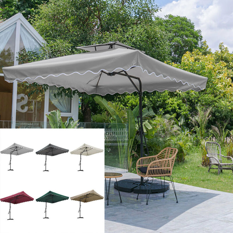 SQUARE GARDEN CANTILEVER PARASOL WITH CRANK FOR PATIO SUN SHADE HANGING UMBRELLA